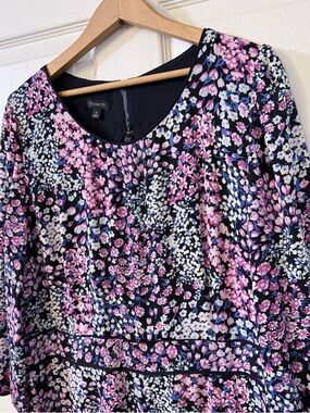 Talbots Blue & Pink Floral Midi Dress 16